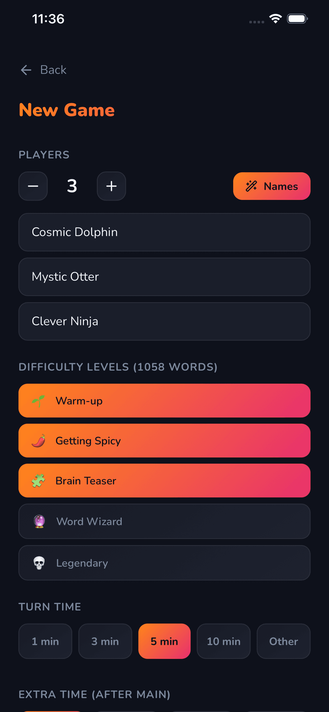 ExplEgo Game Setup Screen